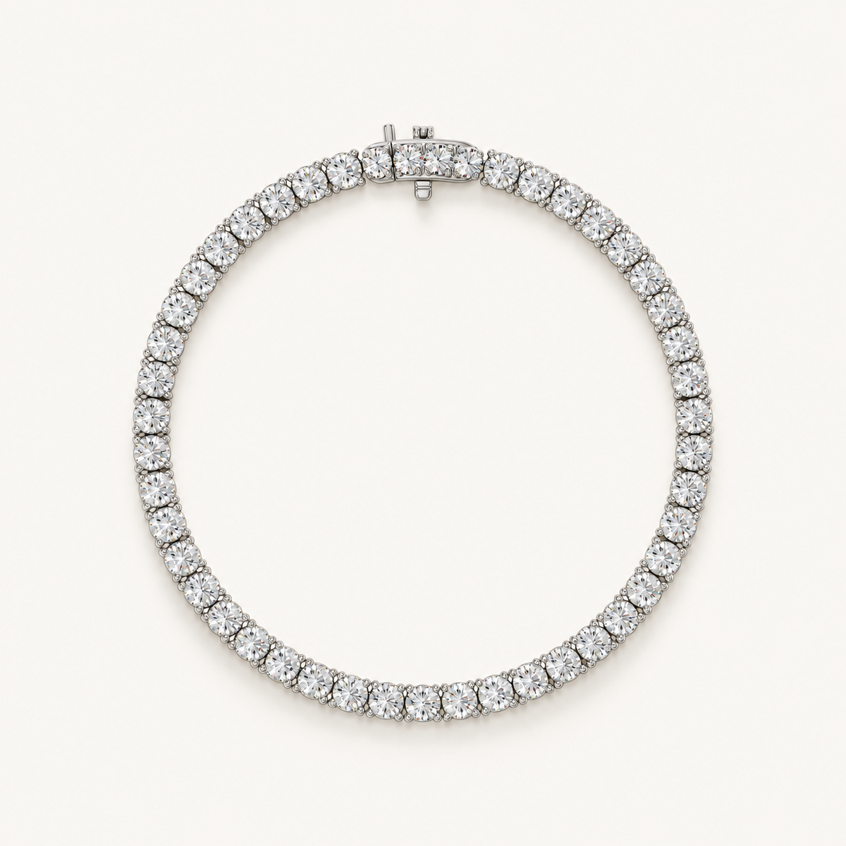 Basket 4 Prong Diamond Tennis Bracelet in 18K white gold, 3.43 ct – top view