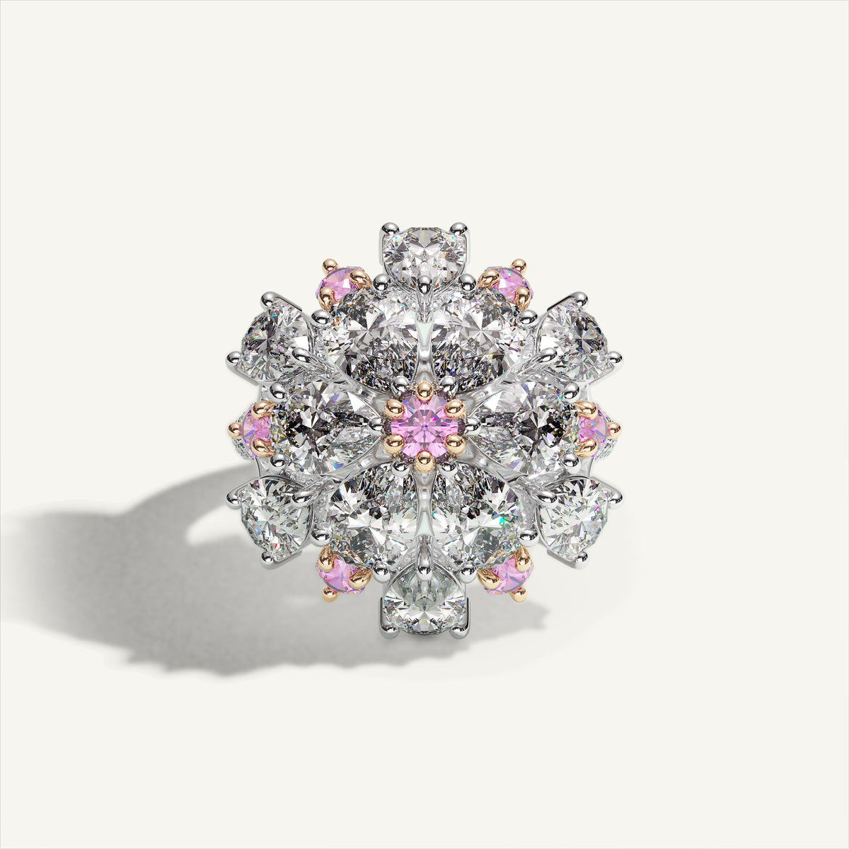 Ombrelle Barocco Diamond & Pink Sapphire Ring — front view