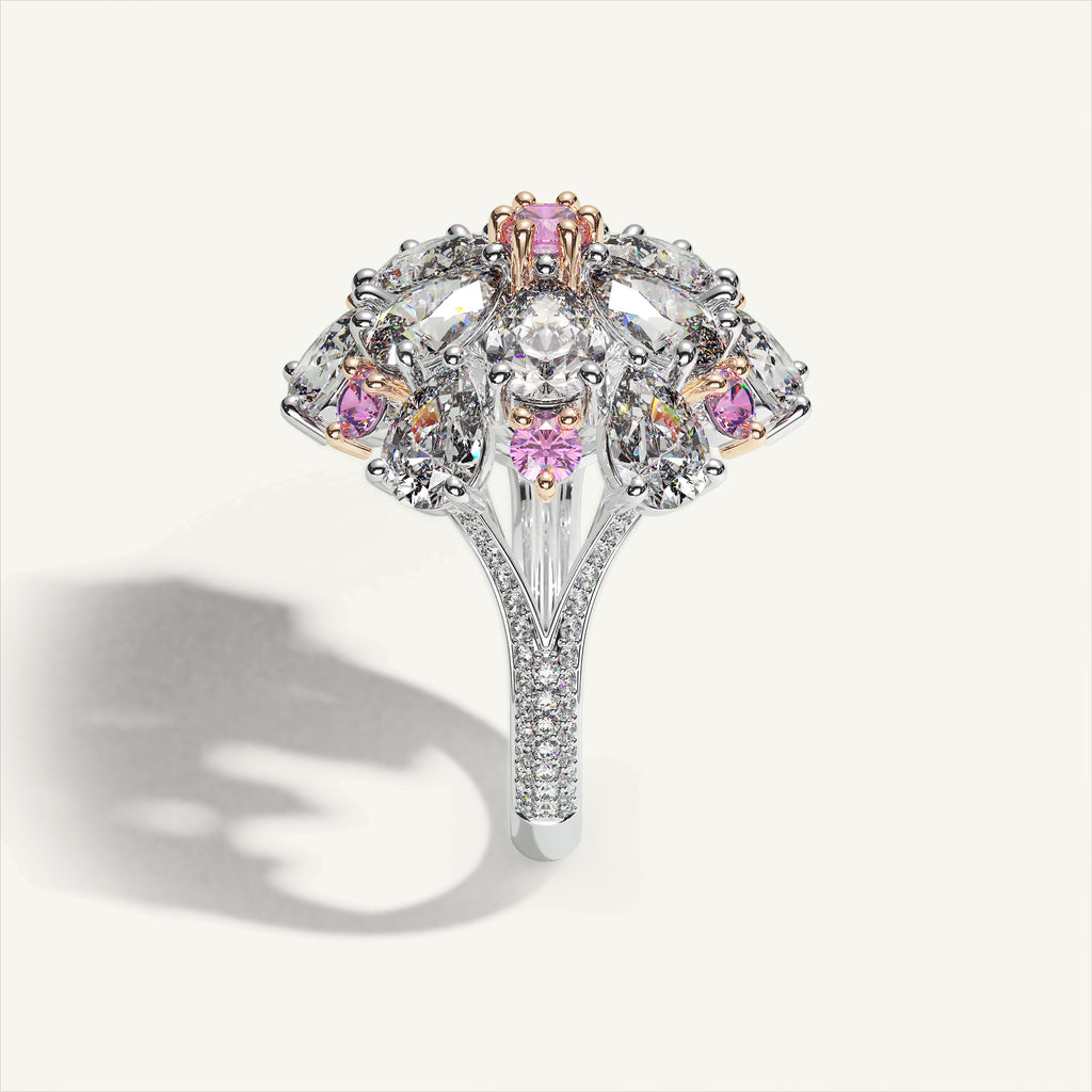 Ombrelle Barocco Diamond & Pink Sapphire Ring — side view