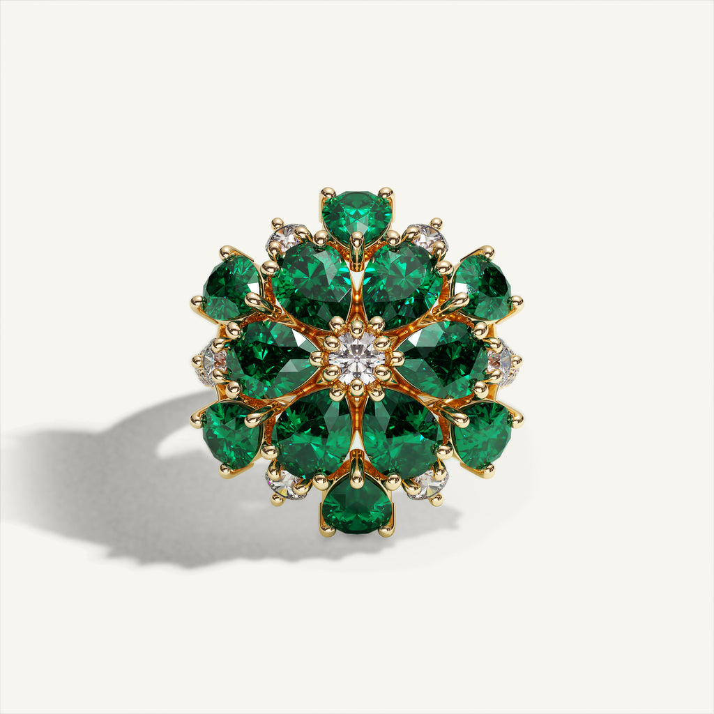 Ombrelle Barocco Green Tourmaline & Diamond Ring — front view