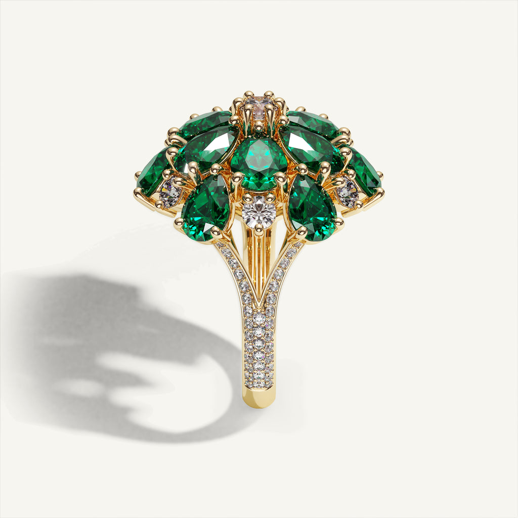Ombrelle Barocco Green Tourmaline & Diamond Ring — side view