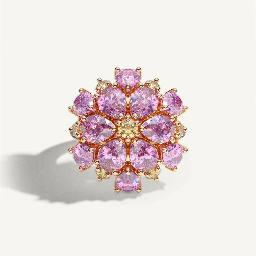 Ombrelle Barocco Pink Sapphire & Yellow Diamond Ring — front view