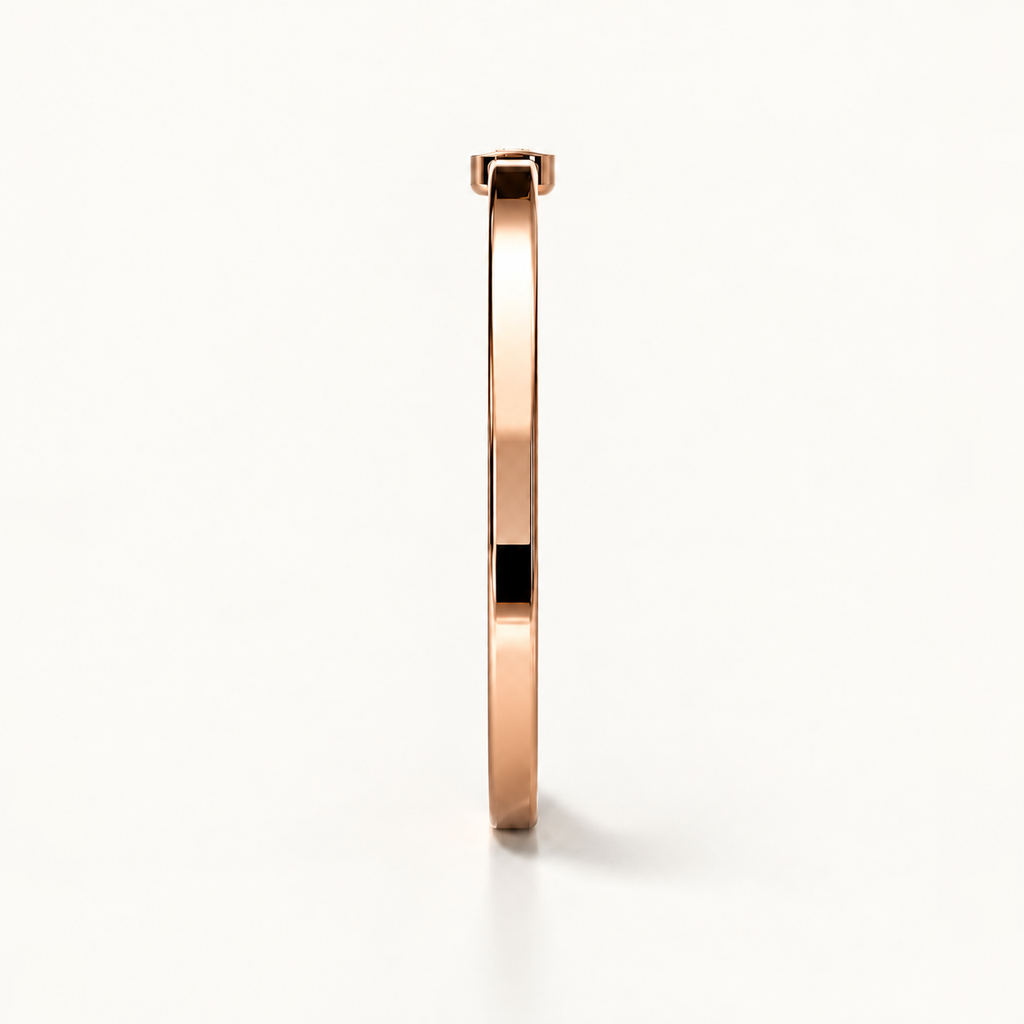 Open Monogram Frame Cuff aus poliertem 18 Karat Roségold, Seitenansicht