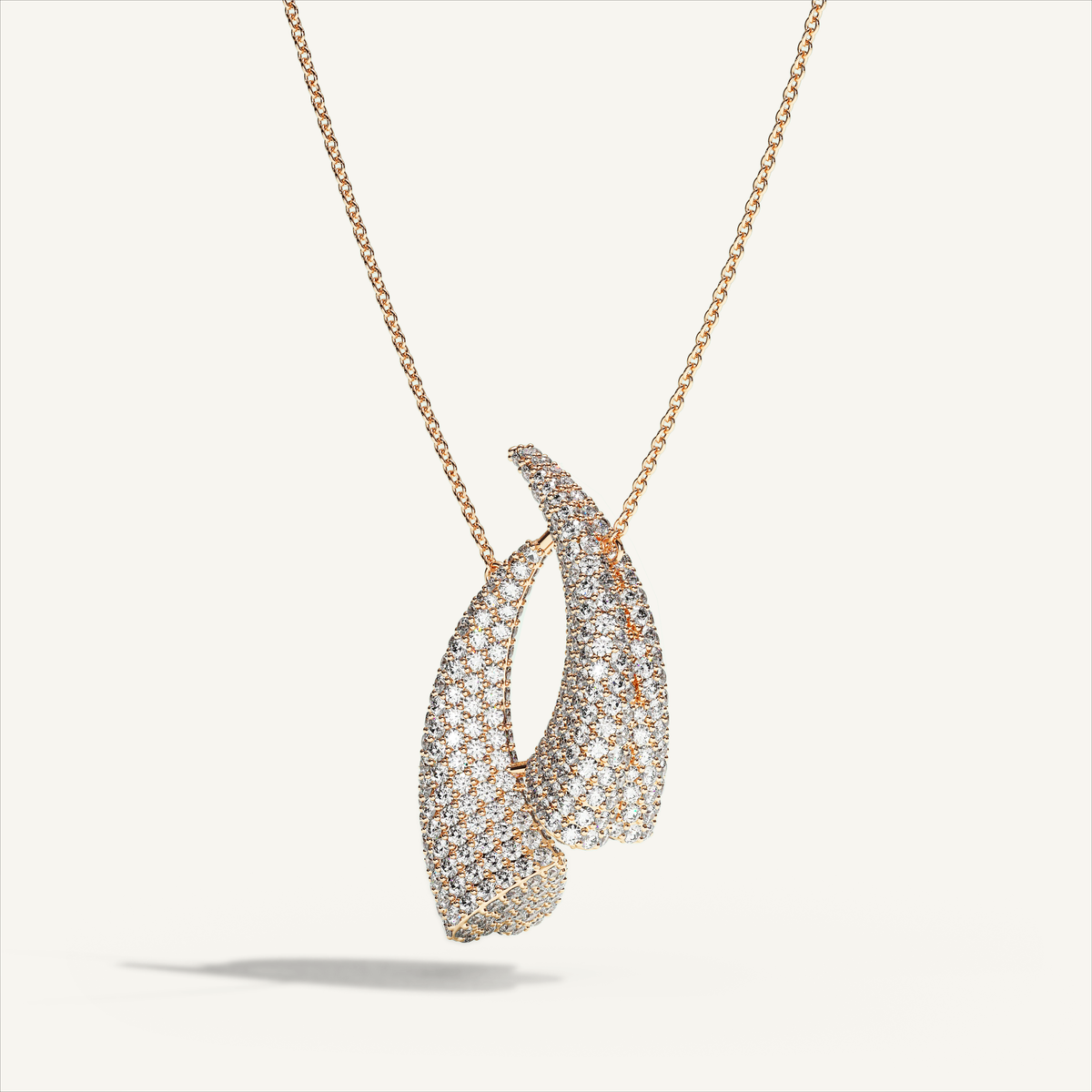 Griffe Couple Pavé Necklace in 18K rose gold, product view