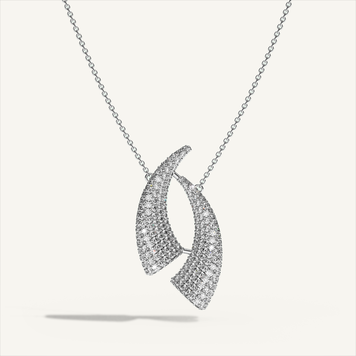 Griffe Couple Pavé Necklace in 18K white gold, product view