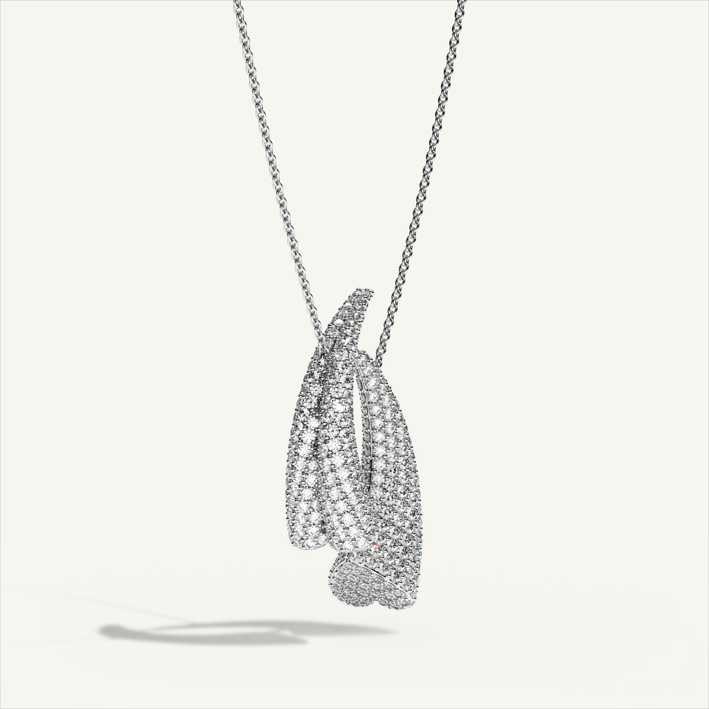 Griffe Couple Pavé Necklace in 18K white gold, product view