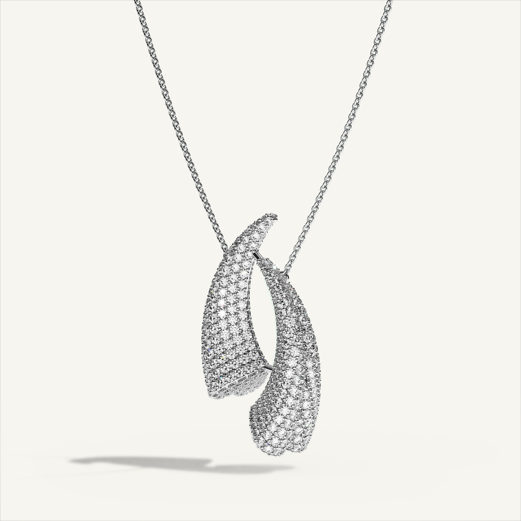 Griffe Couple Pavé Necklace in 18K white gold, product view