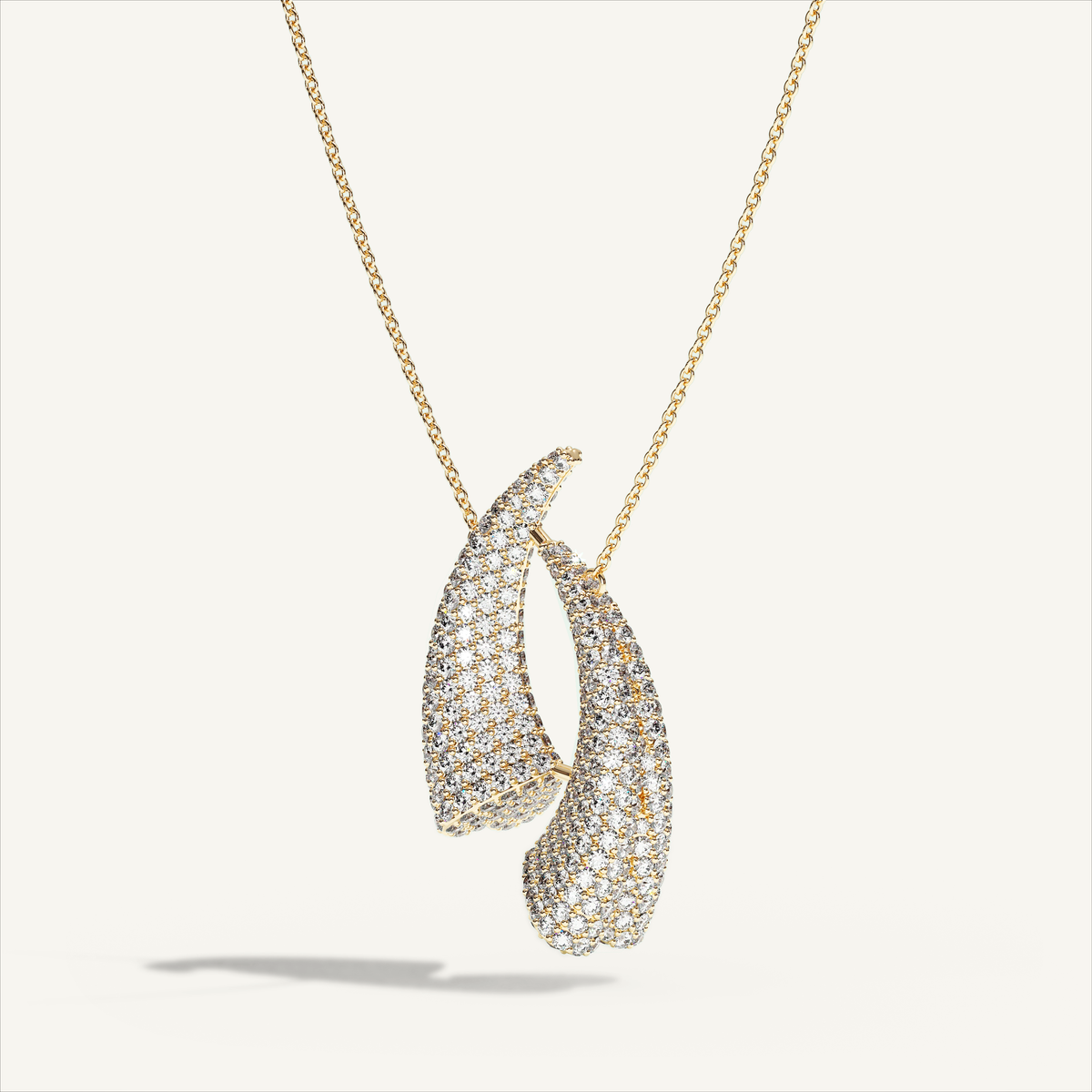 Griffe Couple Pavé Necklace in 18K yellow gold, product view