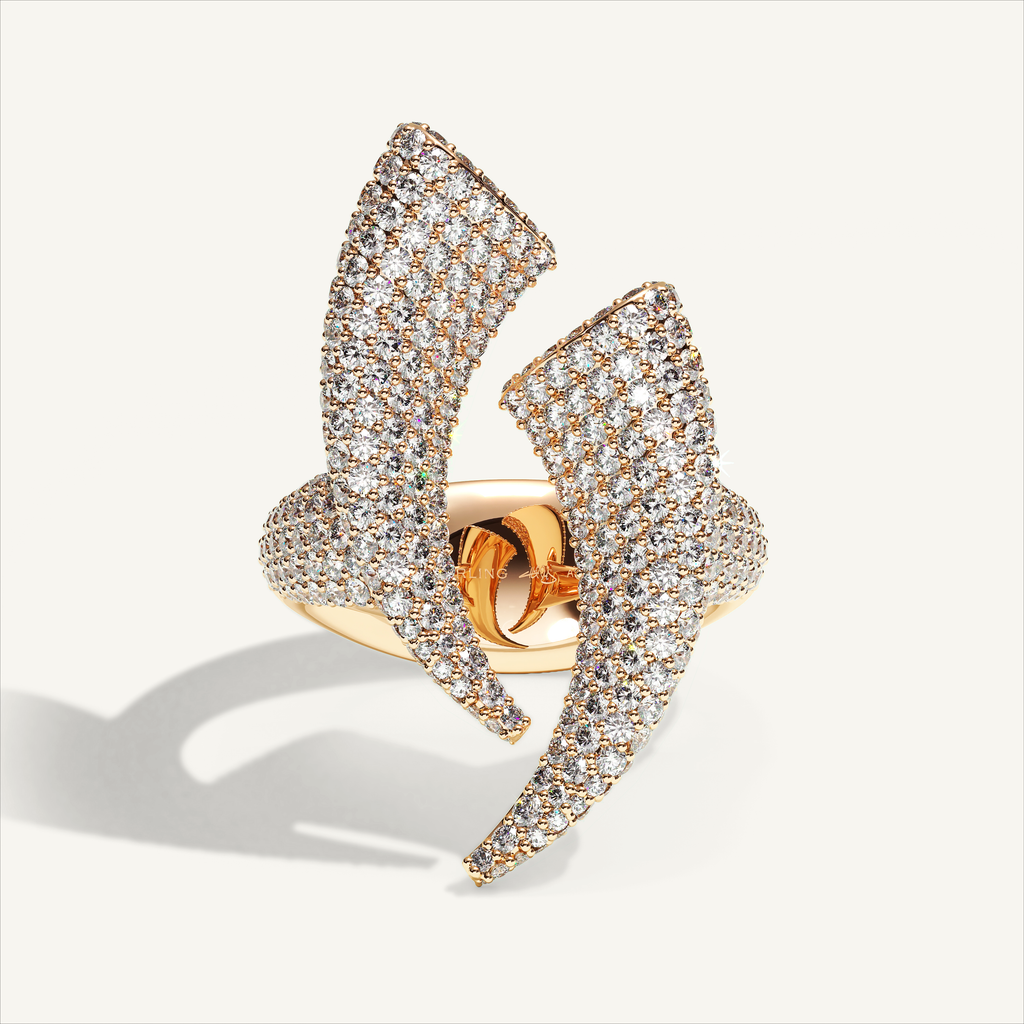 Griffe Couple Pavé Ring in 18K rose gold, product view