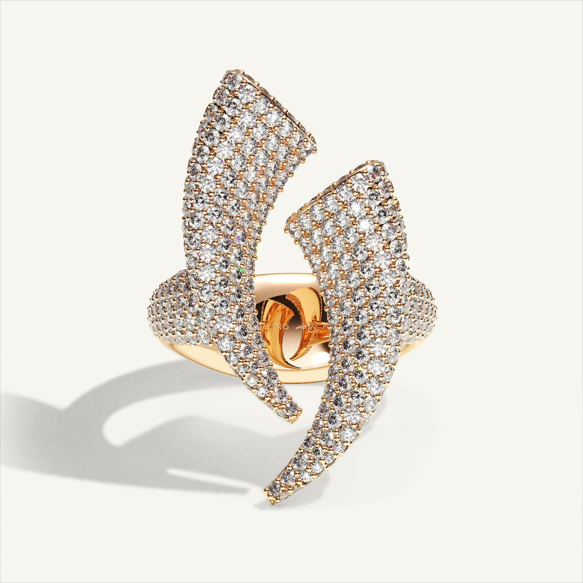 Griffe Couple Pavé Ring in 18K rose gold, product view