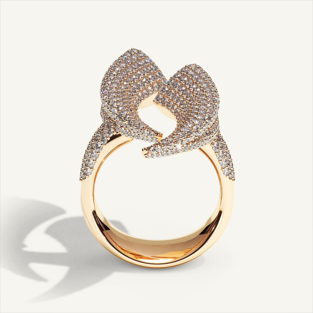 Griffe Couple Pavé Ring in 18K rose gold, product view