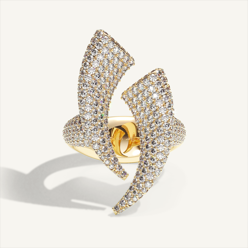 Griffe Couple Pavé Ring in 18K yellow gold, product view
