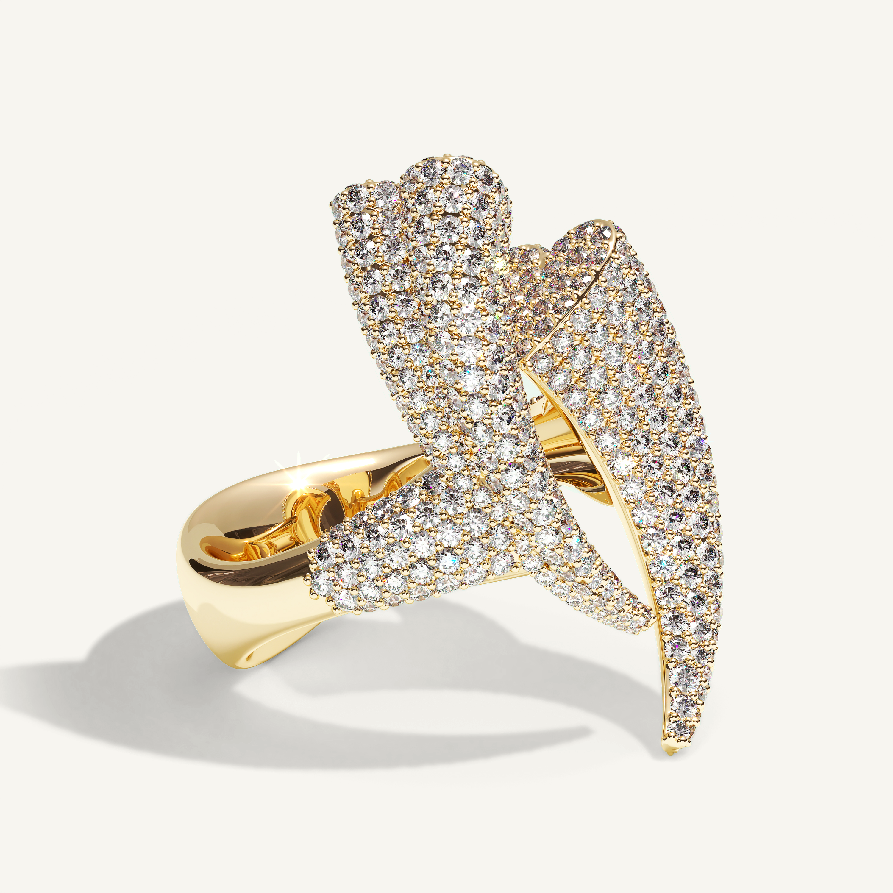 Griffe Couple Pavé Ring in 18K yellow gold, product view