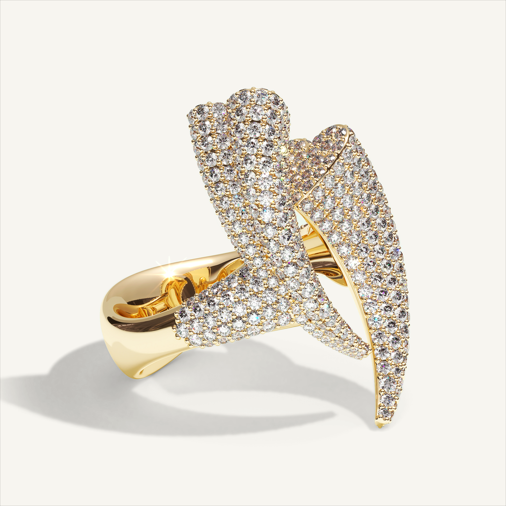 Griffe Couple Pavé Ring in 18K yellow gold, product view