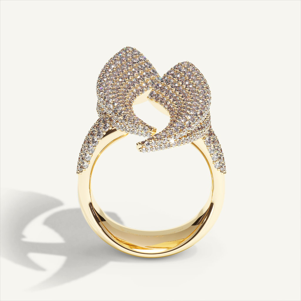 Griffe Couple Pavé Ring in 18K yellow gold, product view