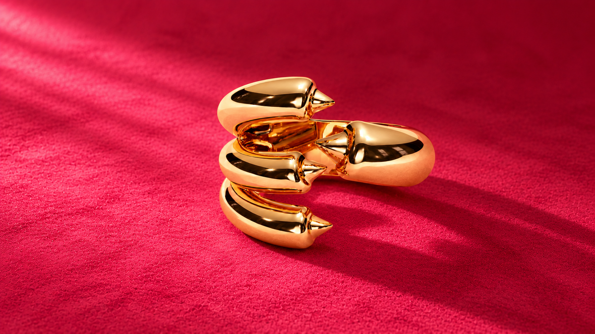 Orrling rings on Hot Pink Alcantara with hard side lighting
