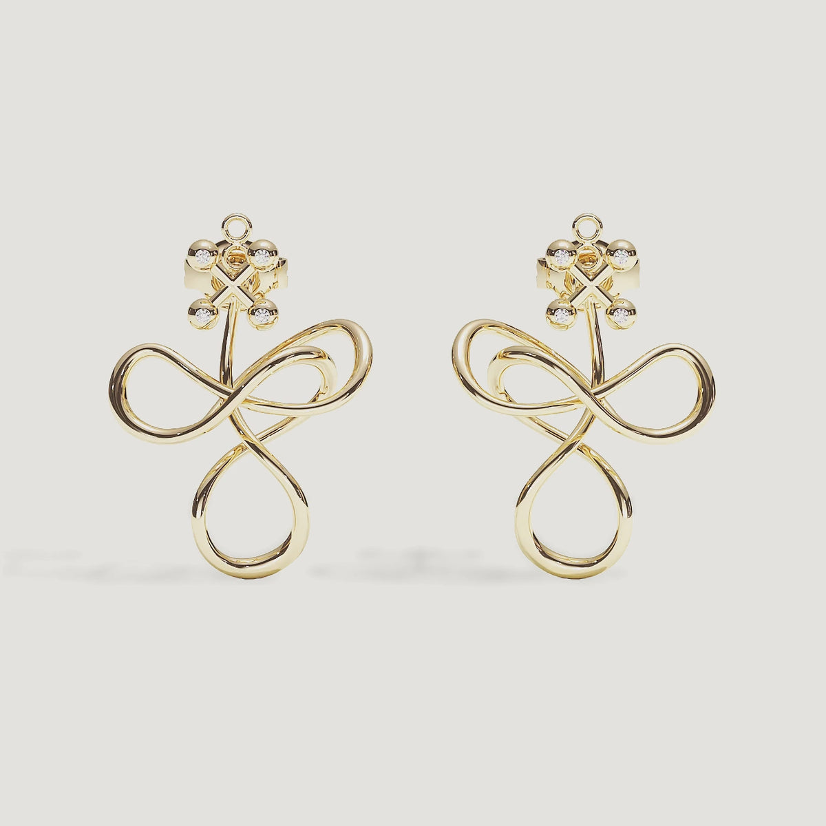Barbelle Tangle Ear Pendant — Yellow Gold — 360° rotation