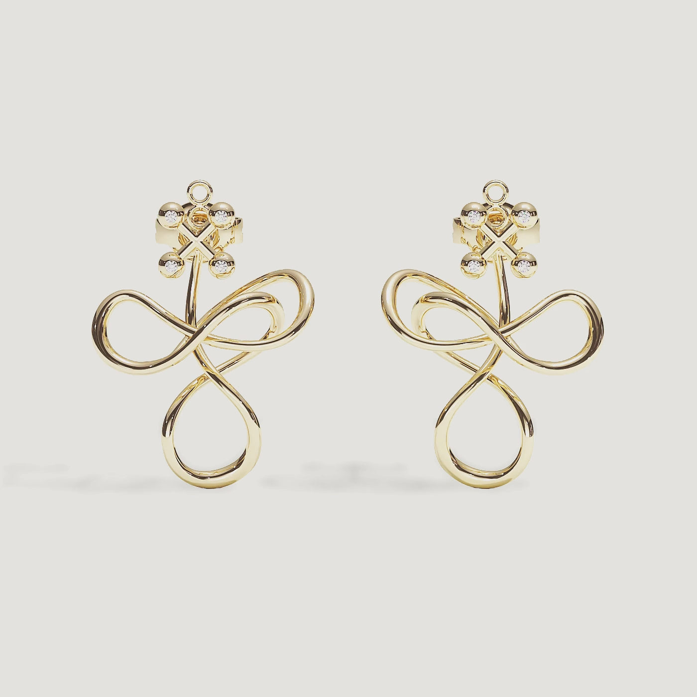 Barbelle Tangle Ear Pendant — Yellow Gold — 360° rotation