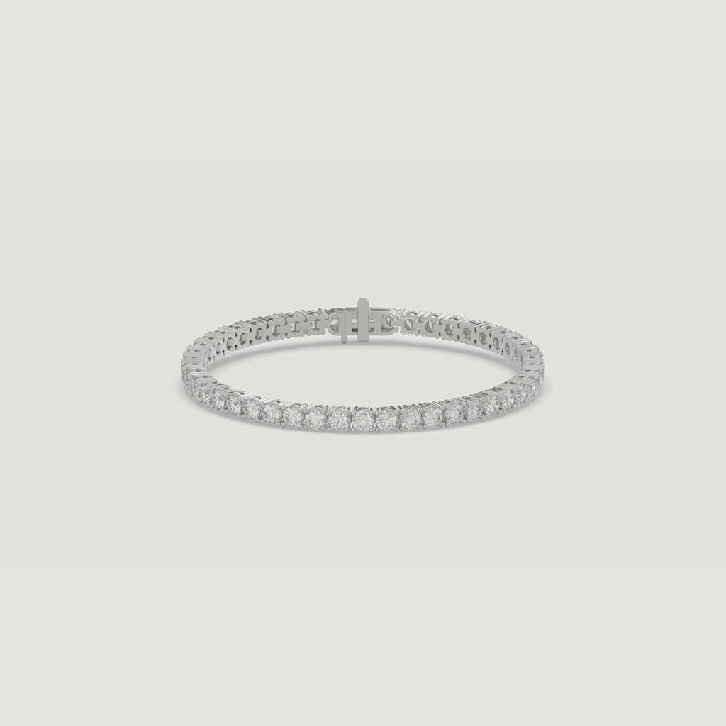 Basket 4 Prong Diamond Tennis Bracelet in 18K white gold with natural diamonds