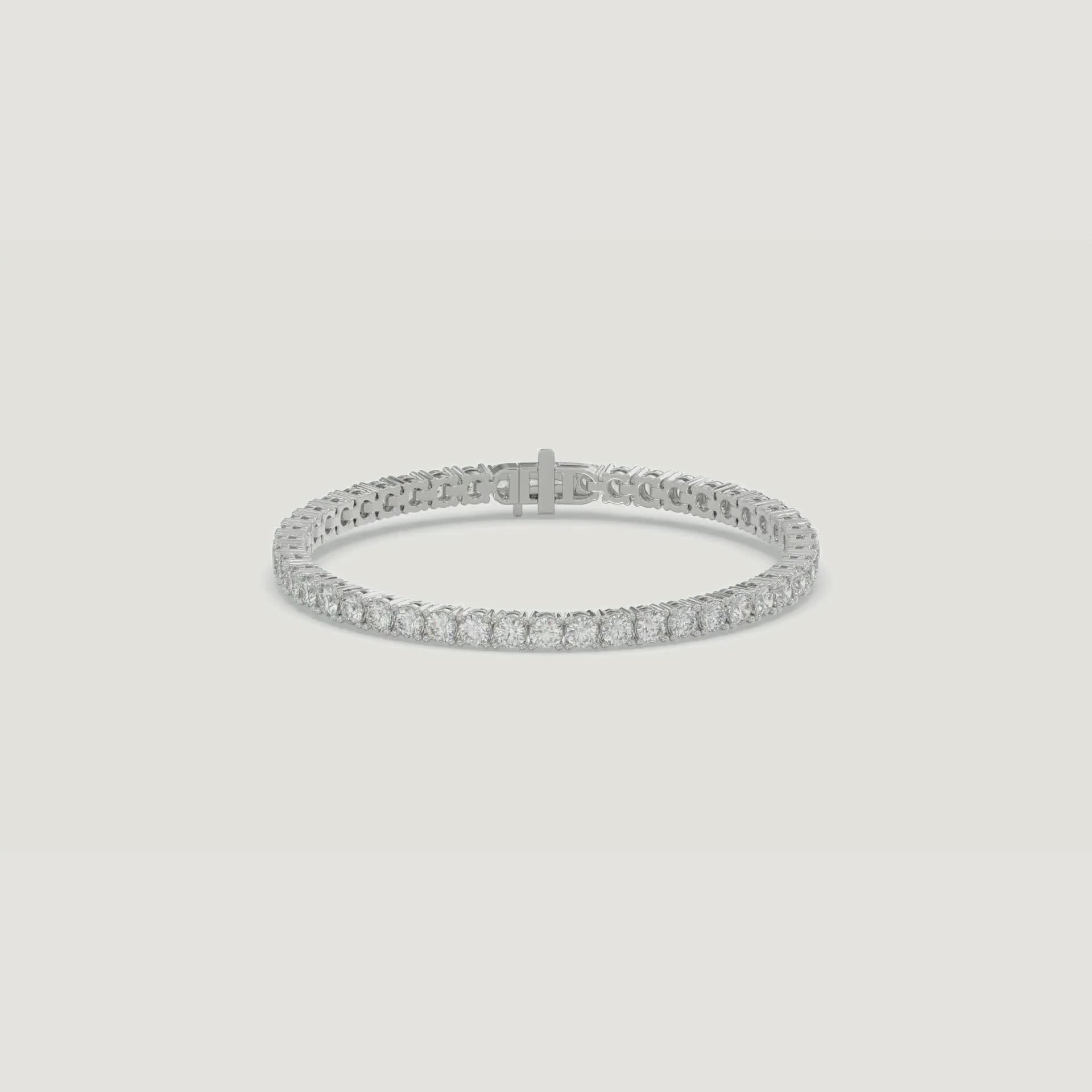 Basket 4 Prong Diamond Tennis Bracelet in 18K white gold with natural diamonds