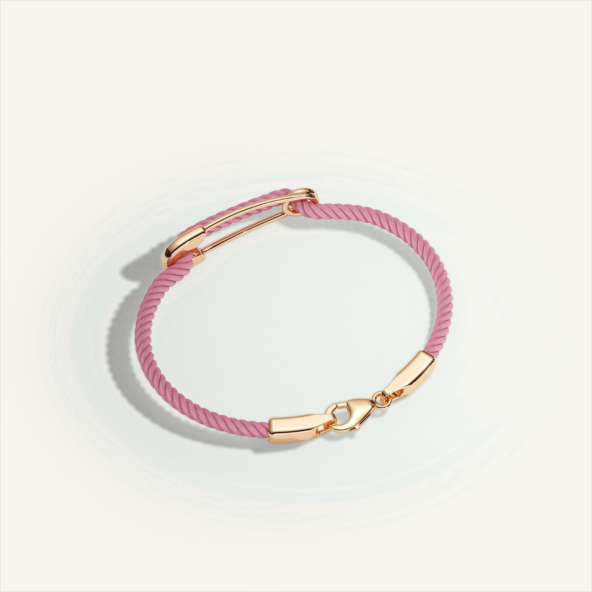 DEEP TEAL Rebel Pin Chord Bracelet — 18K Gold · Polished, Pink cord