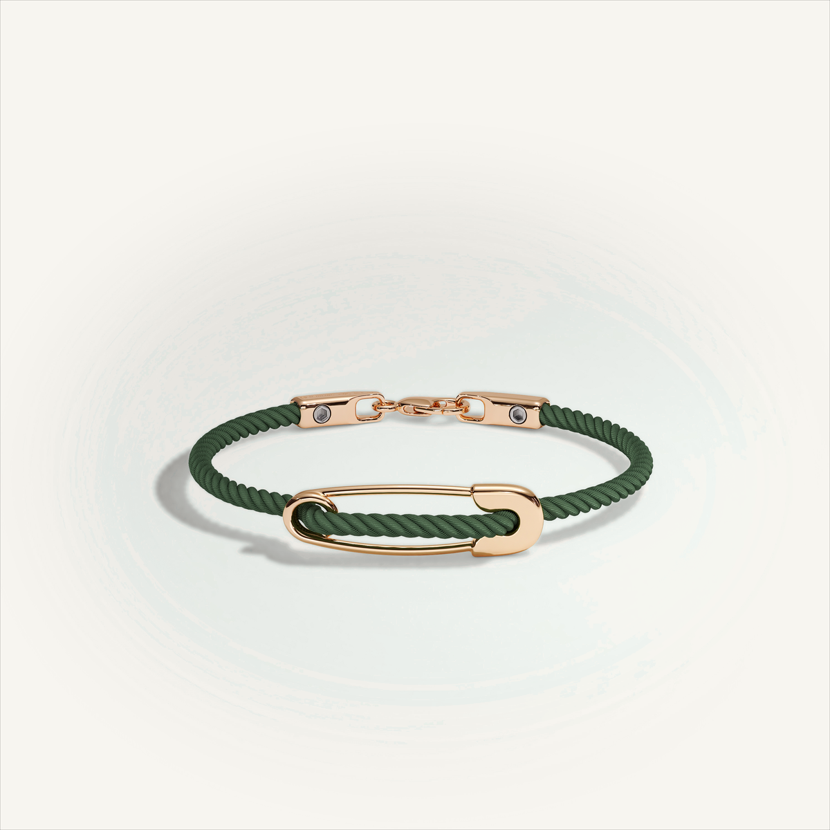 DEEP TEAL Rebel Pin Chord Bracelet — 18K Gold · Polished, Green cord