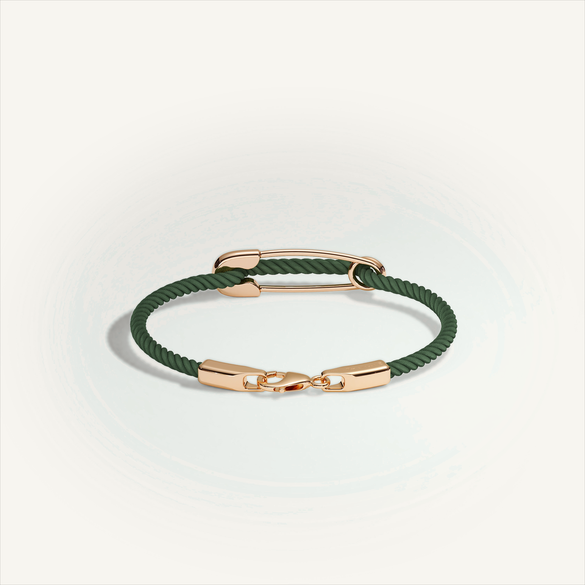 DEEP TEAL Rebel Pin Chord Bracelet — 18K Gold · Polished, Green cord