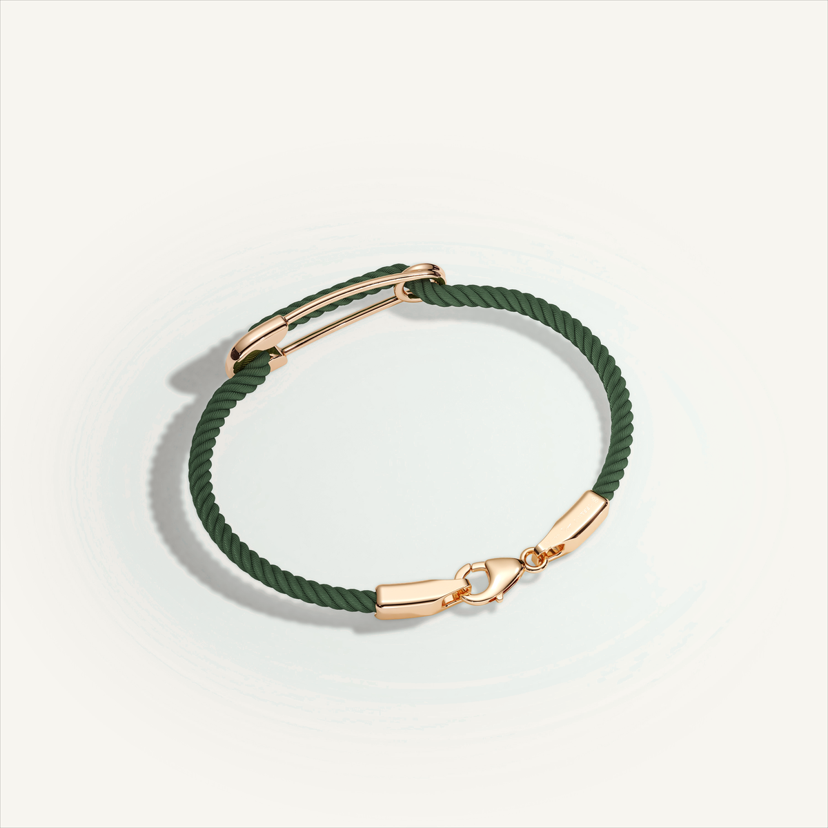 DEEP TEAL Rebel Pin Chord Bracelet — 18K Gold · Polished, Green cord