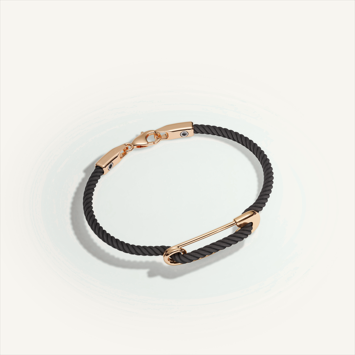 DEEP TEAL Rebel Pin Chord Bracelet — 18K Gold · Polished, Black cord