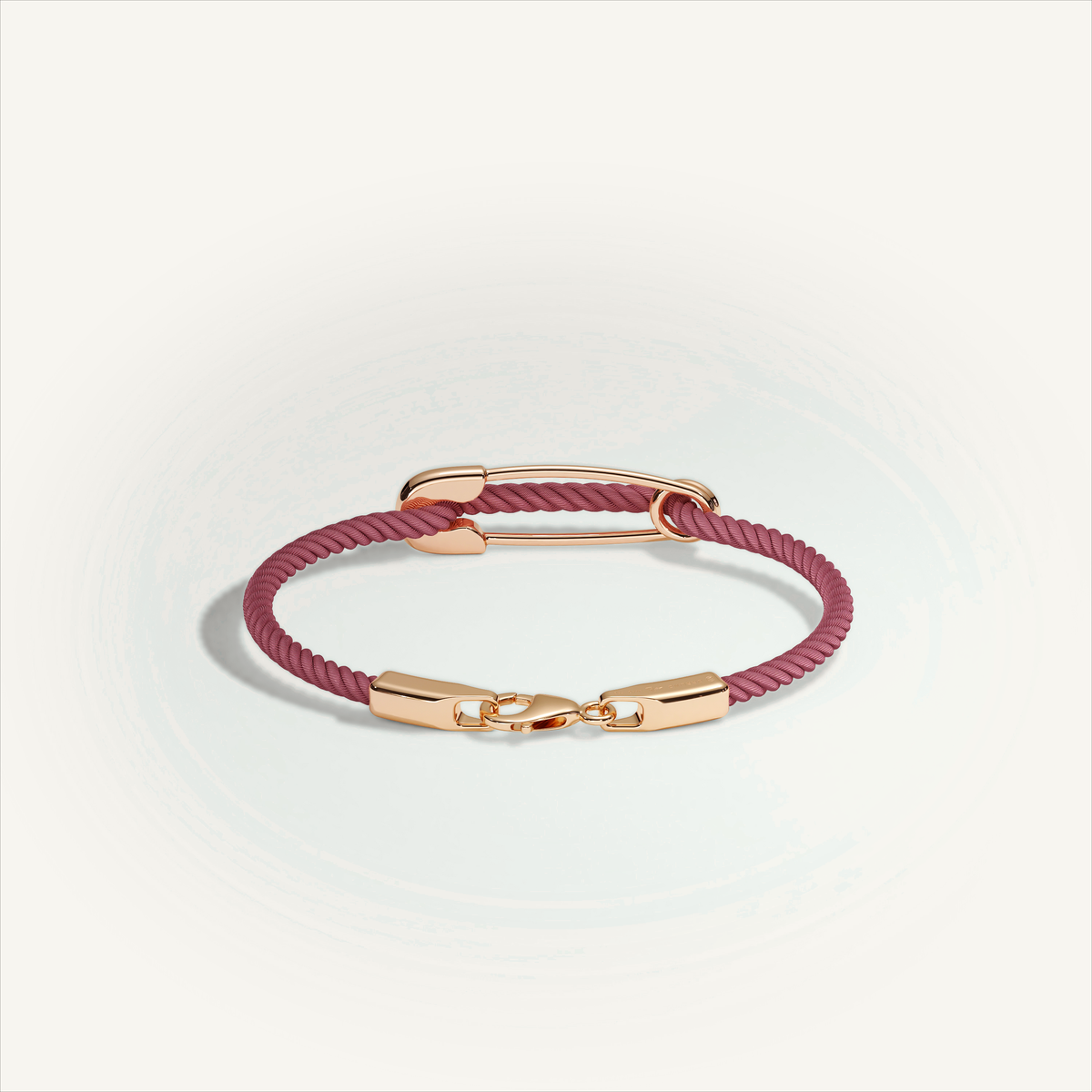 DEEP TEAL Rebel Pin Chord Bracelet — 18K Gold · Polished, Burgundy cord