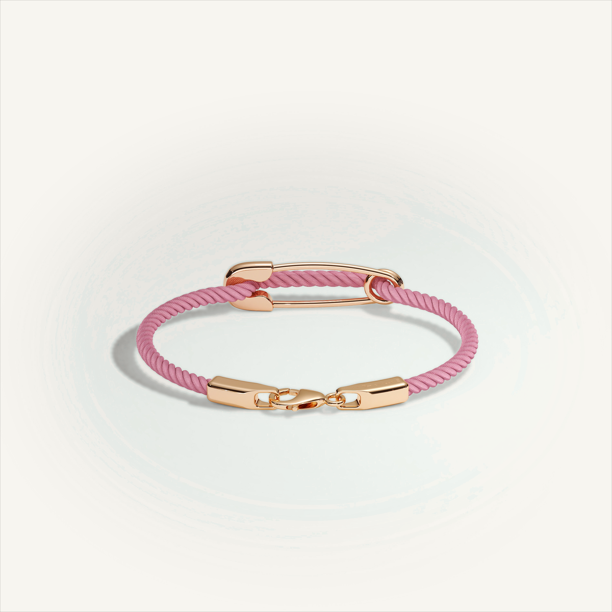 DEEP TEAL Rebel Pin Chord Bracelet — 18K Gold · Diamond Pavé, Pink cord