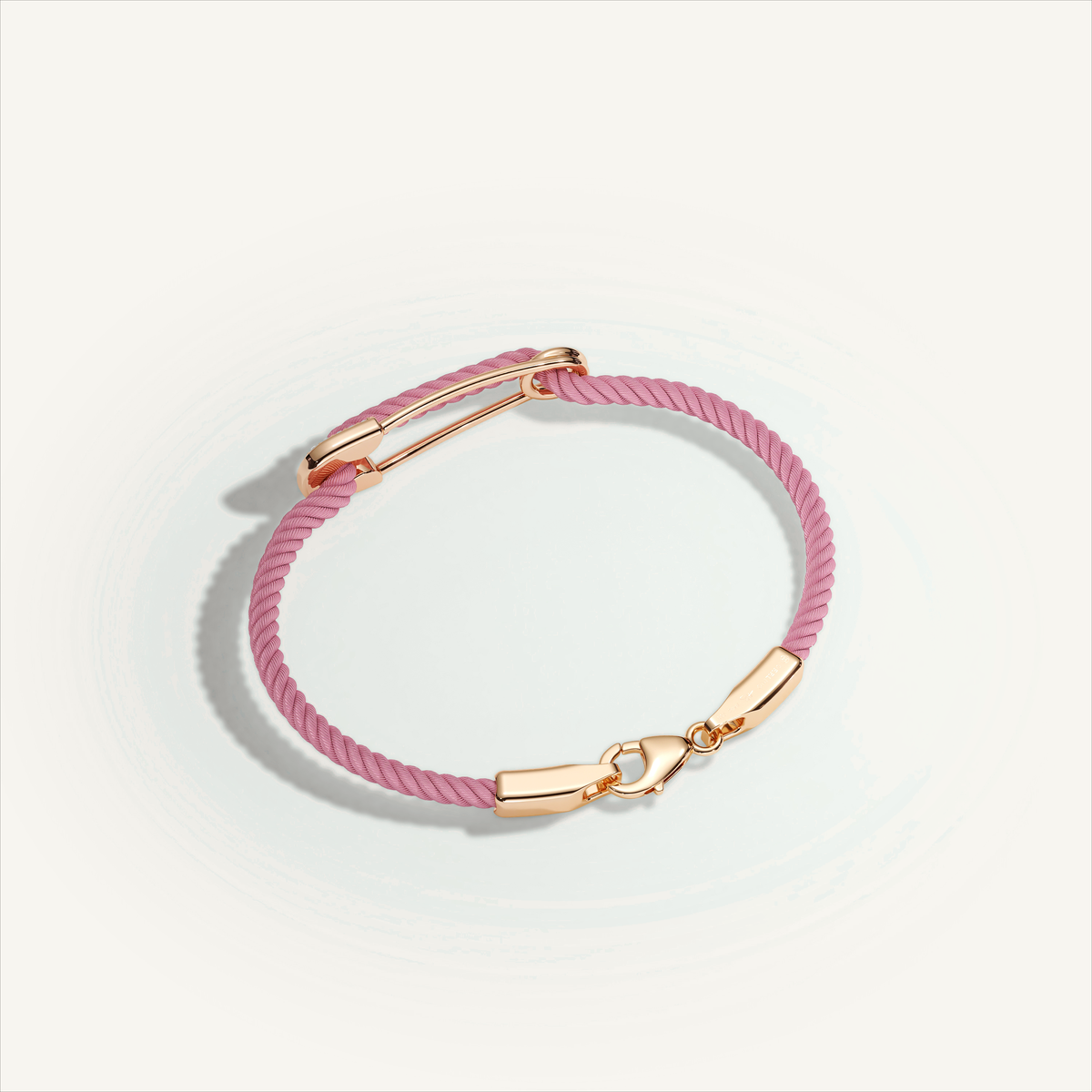 DEEP TEAL Rebel Pin Chord Bracelet — 18K Gold · Diamond Pavé, Pink cord