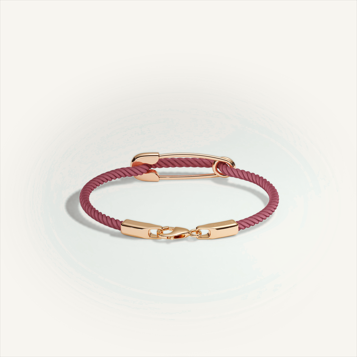 DEEP TEAL Rebel Pin Chord Bracelet — 18K Gold · Diamond Pavé, Burgundy cord