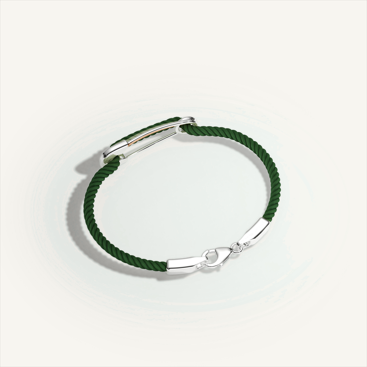 DEEP TEAL Rebel Pin Chord Bracelet — 18K White Gold · Diamond Pavé, Green cord