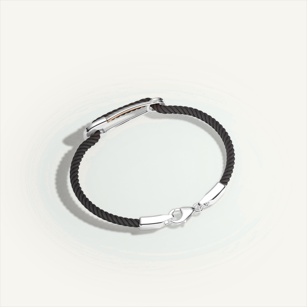 DEEP TEAL Rebel Pin Chord Bracelet — 18K White Gold · Diamond Pavé, Black cord