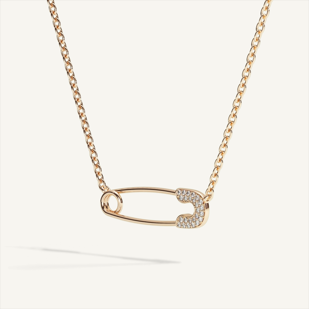 Safe Pin Pavé Necklace — product view