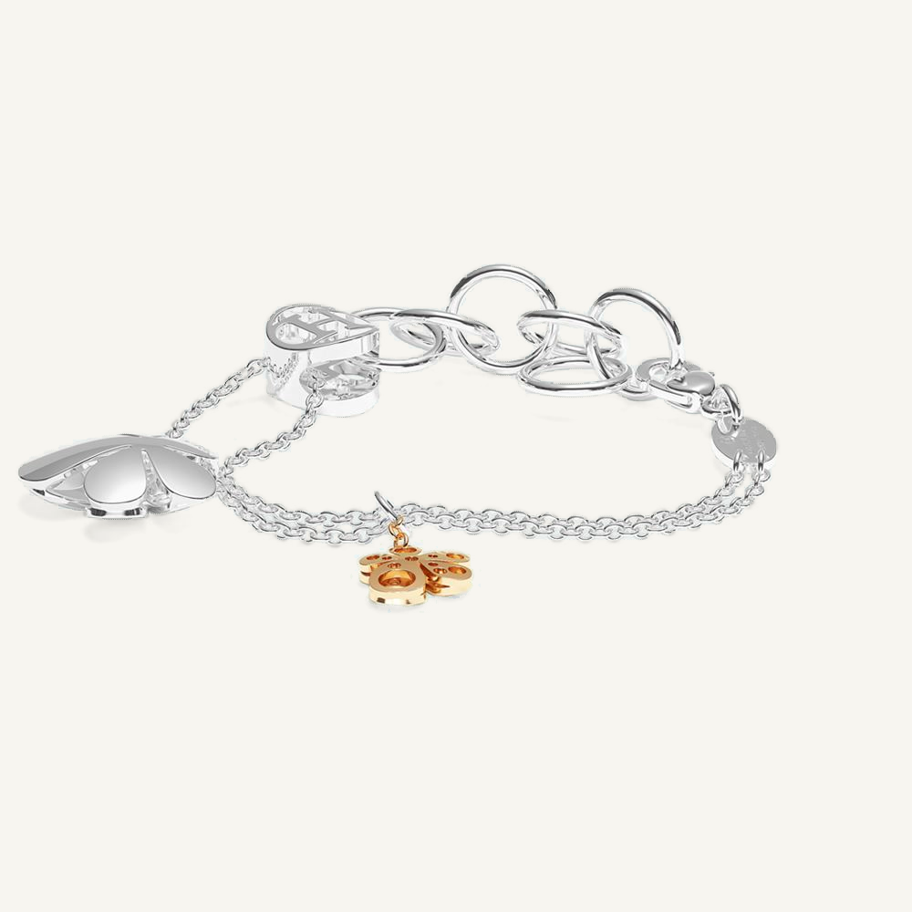 Gisela Flower Charm Double Chain Bracelet