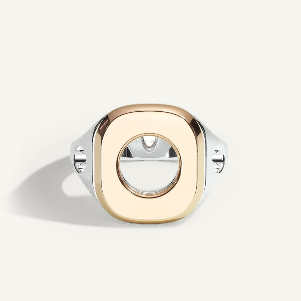 Void Seal Ring – 18K Gold & Sterling Silver