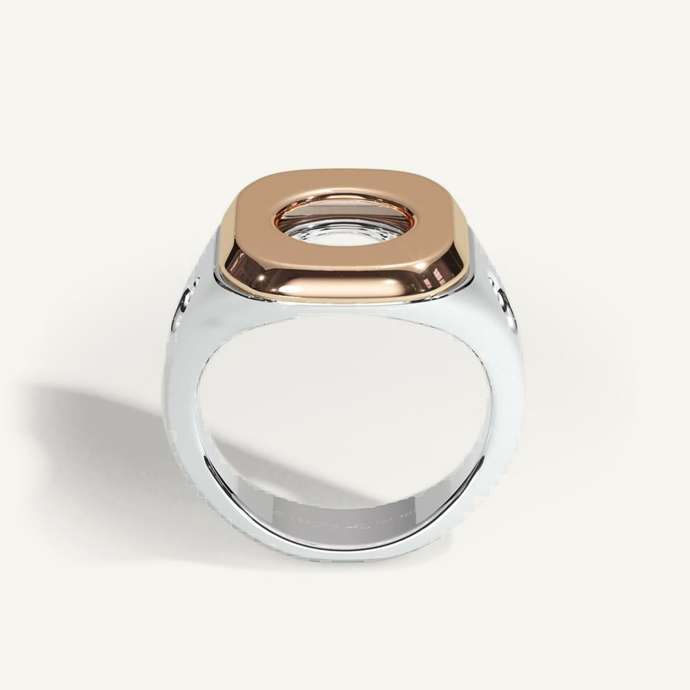 Void Seal Ring – 18K Gold & Sterling Silver