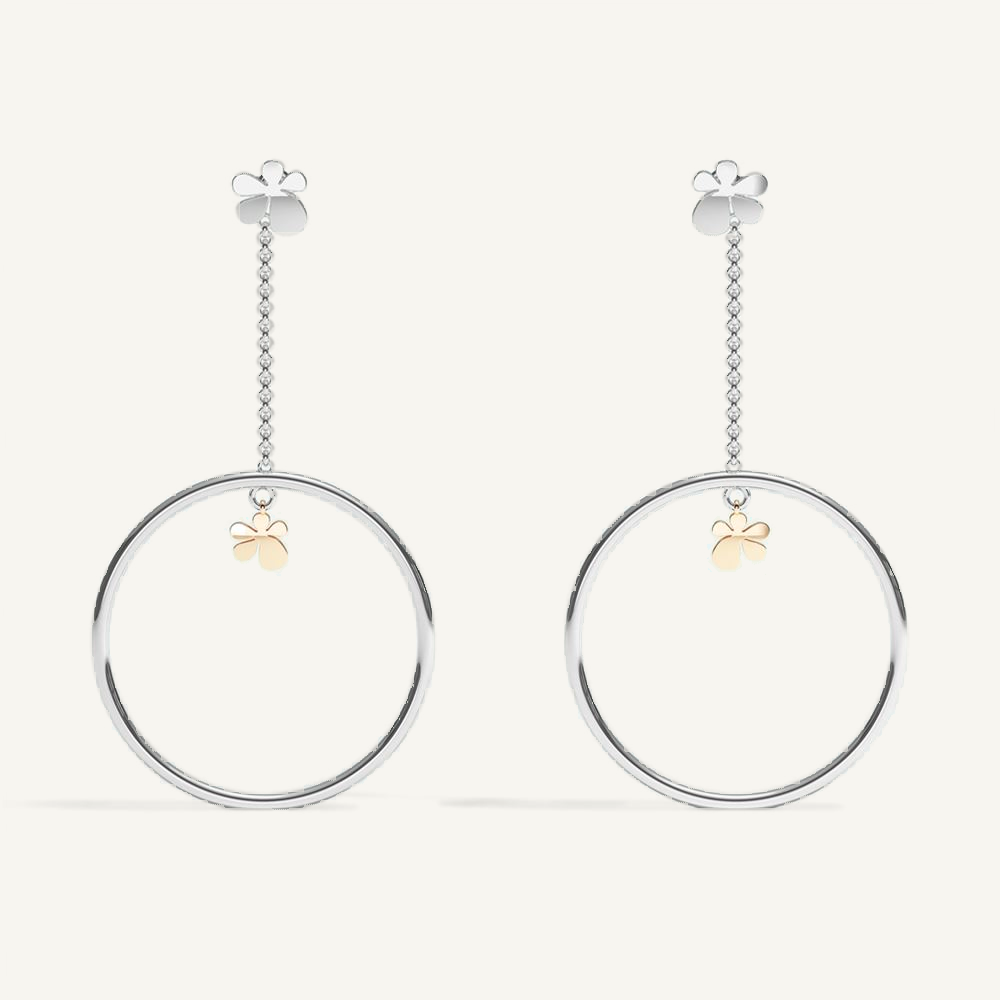 Gisela Multi Flower Loop Earrings – Silver & Red Gold