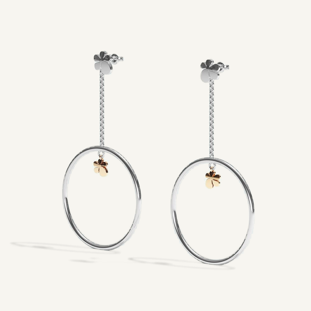 Gisela Multi Flower Loop Earrings – Silver & Red Gold