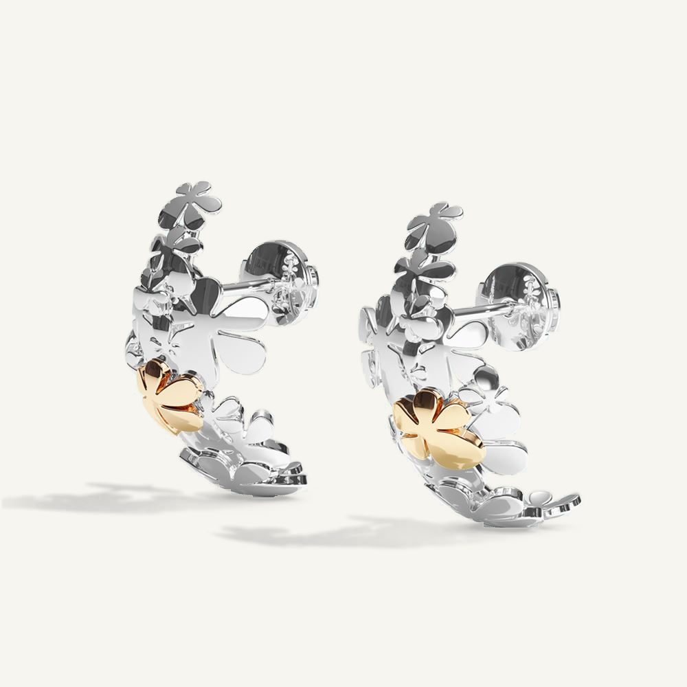 Gisela Multi Flower Ear Cuff – Silver & Gold