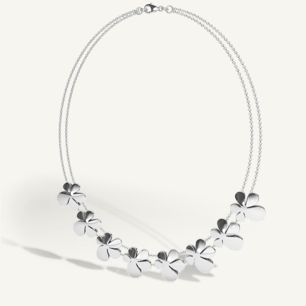 Gisela Multi Flower Silver Necklace