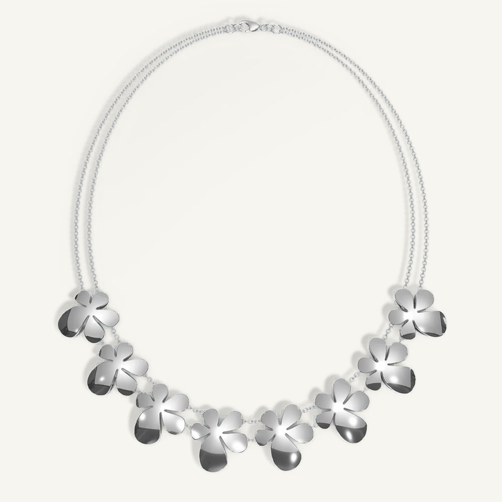 Gisela Multi Flower Silver Necklace