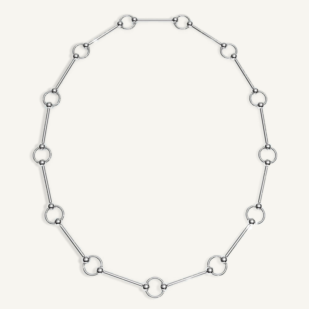 Barbelle Rod Link Silver Necklace