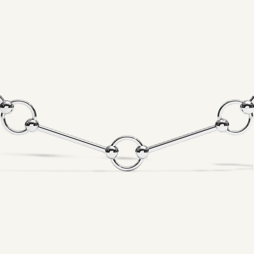 Barbelle Rod Link Silver Necklace