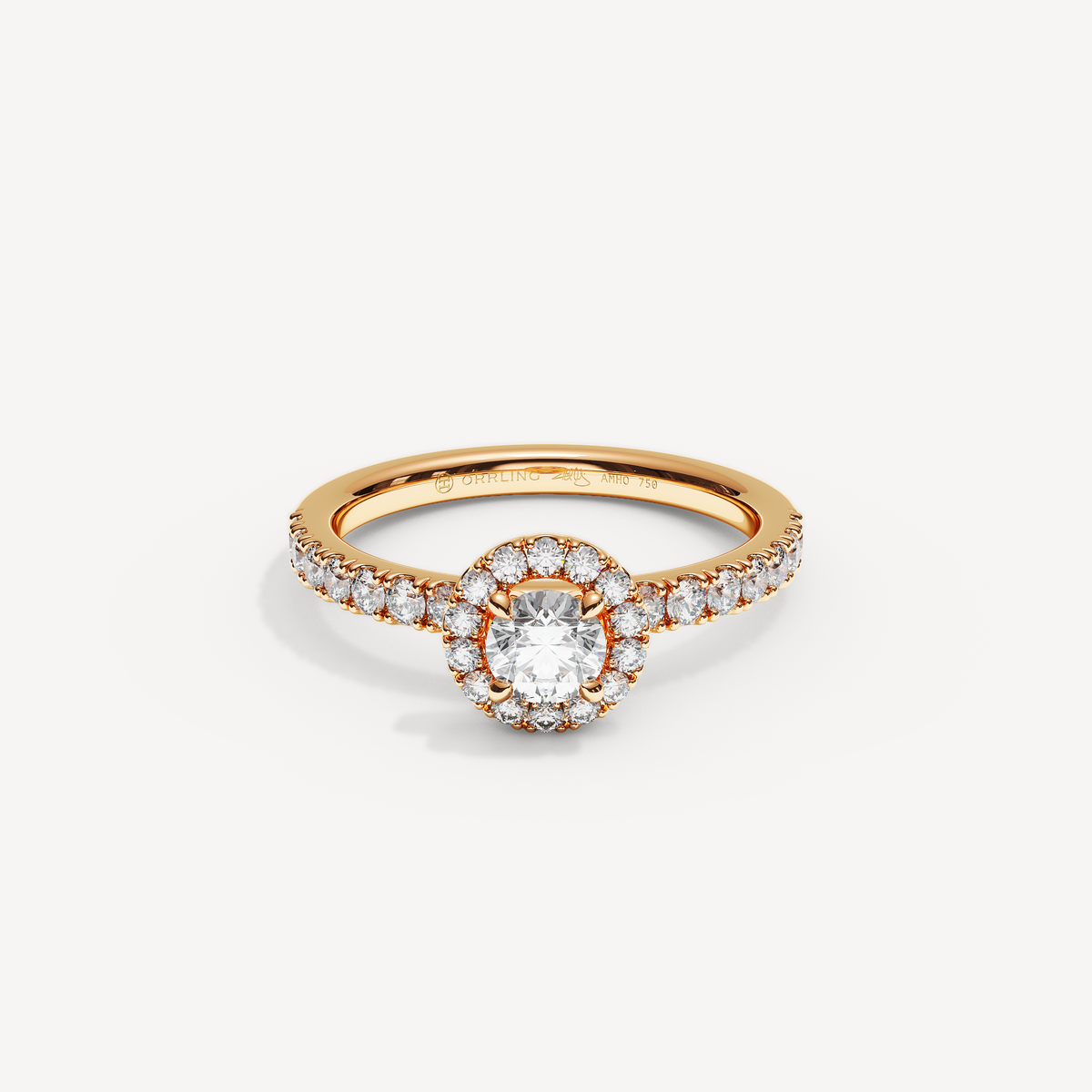 SOLAREBARI M22 halo with side diamonds, rose gold, 0.50 ct centre, view 1.