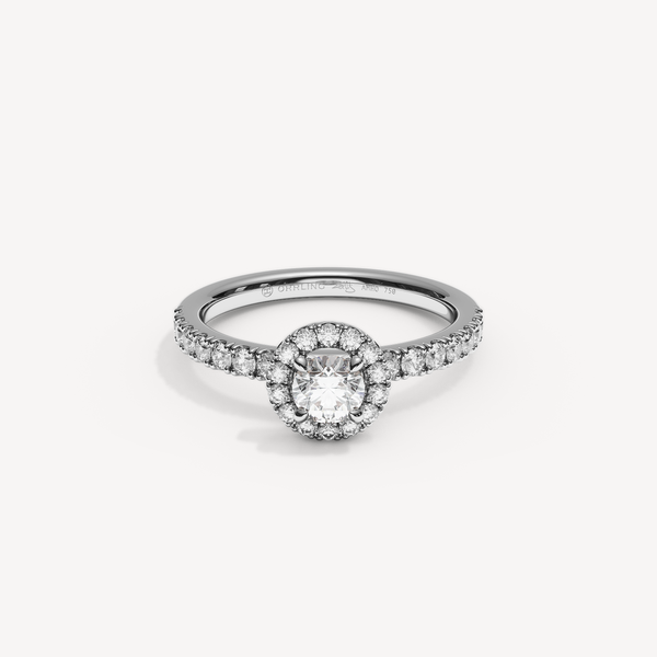 SOLAREBARI M22 halo with side diamonds, white gold, 0.50 ct centre, view 1.