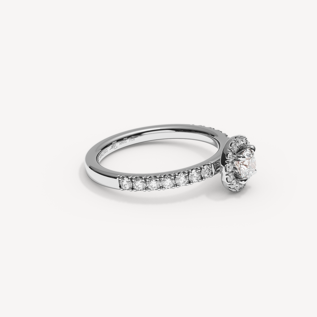 SOLAREBARI M22 halo with side diamonds, white gold, 0.50 ct centre, view 2.
