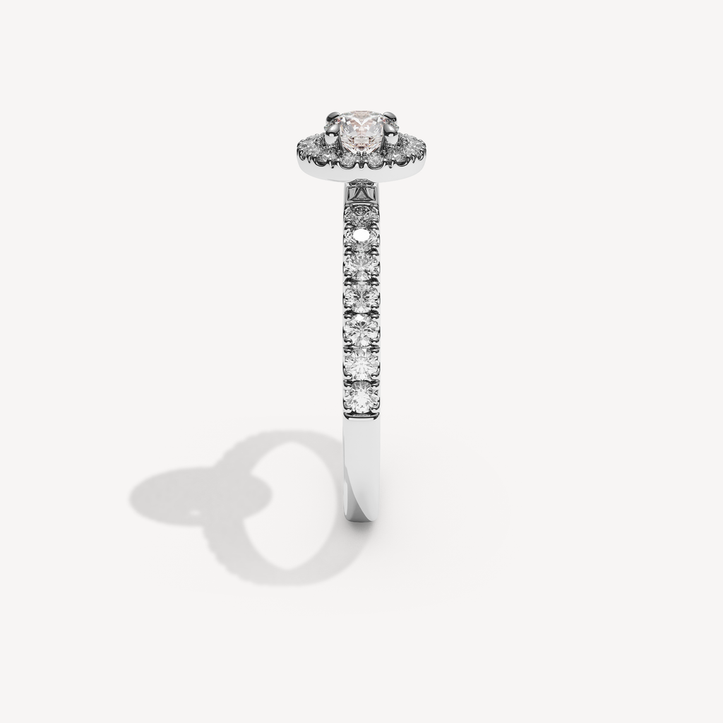 SOLAREBARI M22 halo with side diamonds, white gold, 0.50 ct centre, view 4.